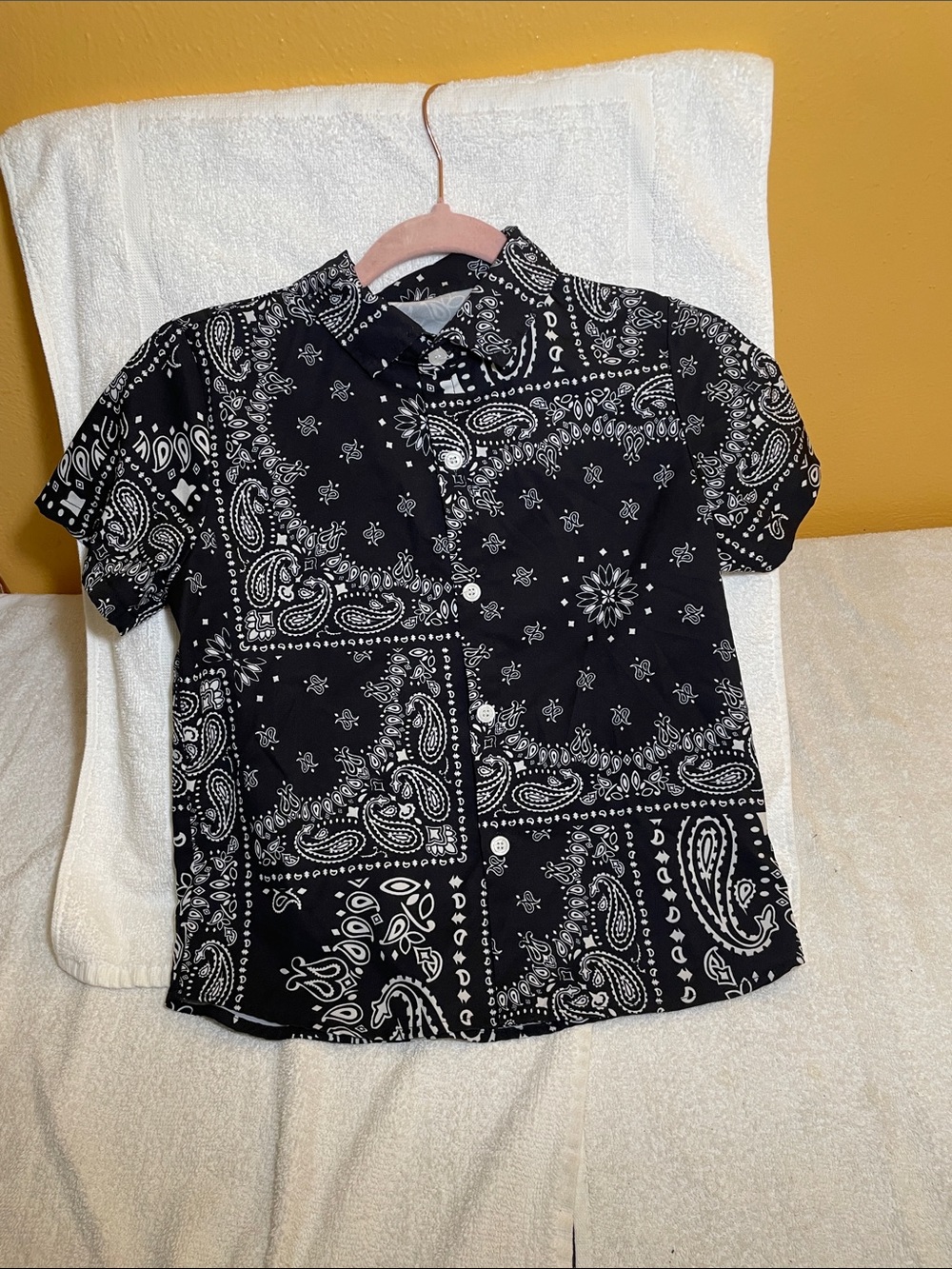Women’s Black Bandana Print Button-Down Shirt